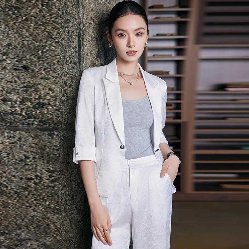 Fashion Office Ladies Blazer and Pants Suit Formal Angola Red Women Jacket Trouser Women Business Work Wear 2 Piece SetT251022