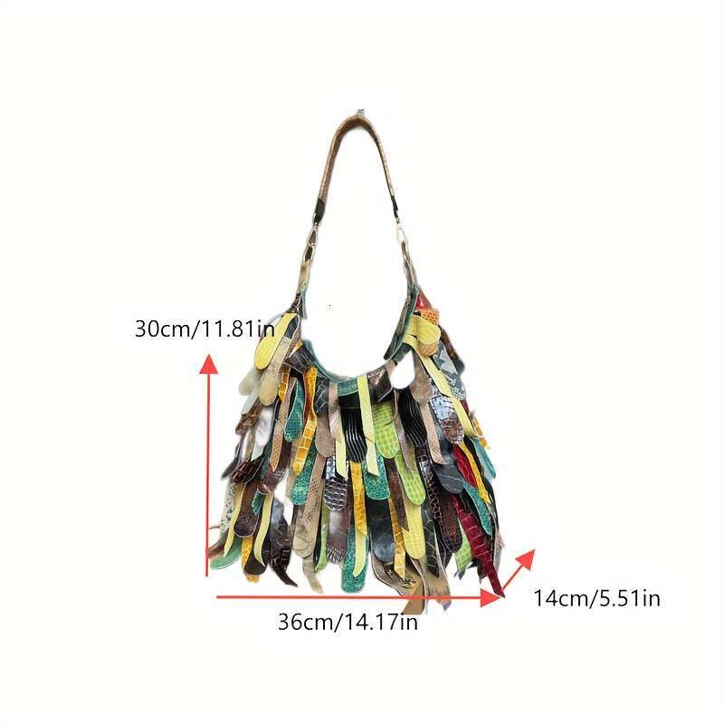 European And American Style New Genuine Leather Cowhide Women's Bag, Retro Tassel Ing, One-Shoulder, Cross-Body Large-Capacity Dopamine Noodle Ba