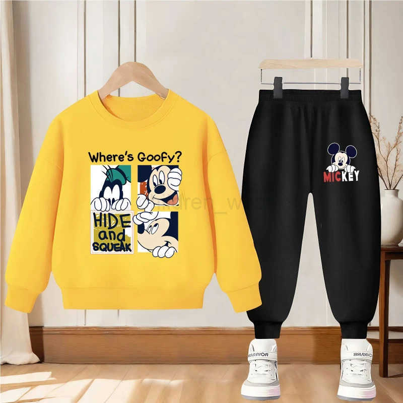 Disney Spring and Autumn Mickey Printed Boys 2piece Set Childrens Casual Sweatshirt Set Kids Hoodie Set New Style Tracksuit H251022