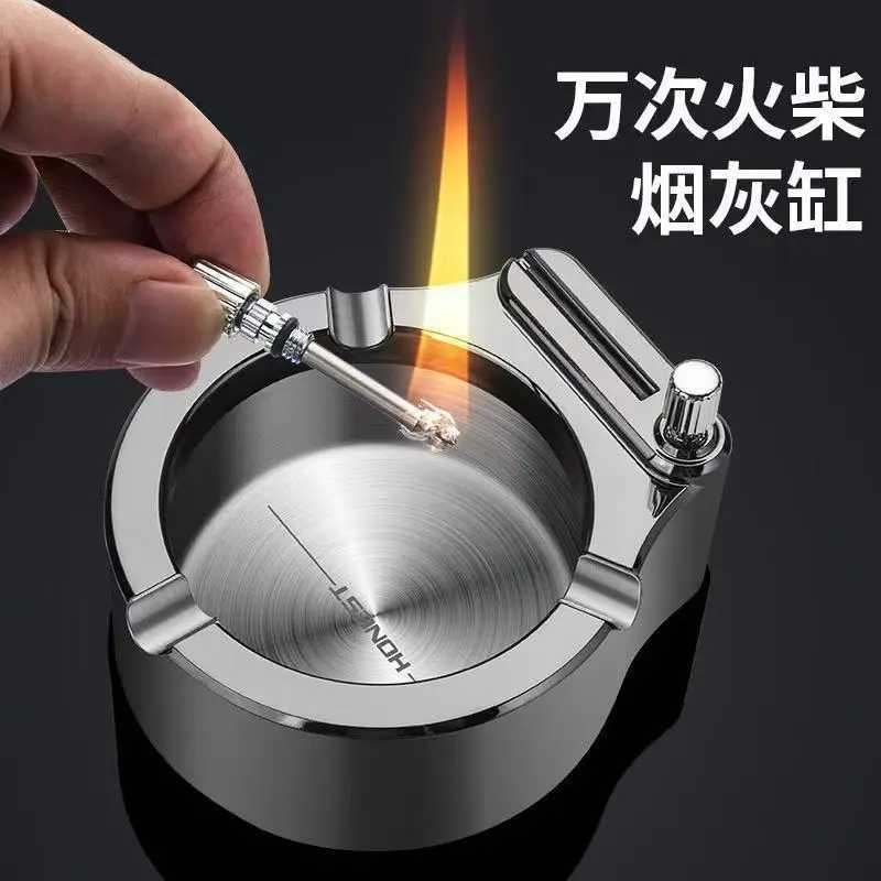 2025 HONEST New Kerosene Windproof Ashtray Lighter Creative Cool Match Lighter Mens Festival High end Gift Smoking Accessories C251022