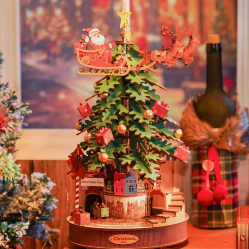 Robotime 3D Wooden Puzzles Music Box Christmas Melody Tree Wooden Model Kits for Adults to Build Best Gifts for Adults and Kids J251022