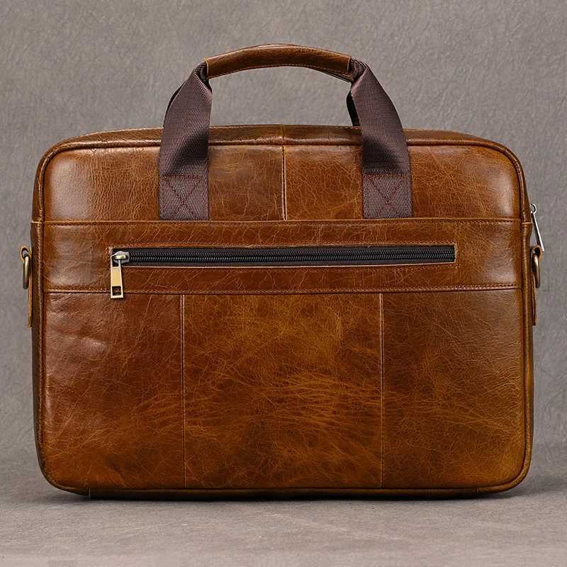 Luufan Genuine Leather Mens Business Handbag 15 Laptop Briefcase Bag Male A4 Document Shoulder Message Computer Bag Work Tote W251022