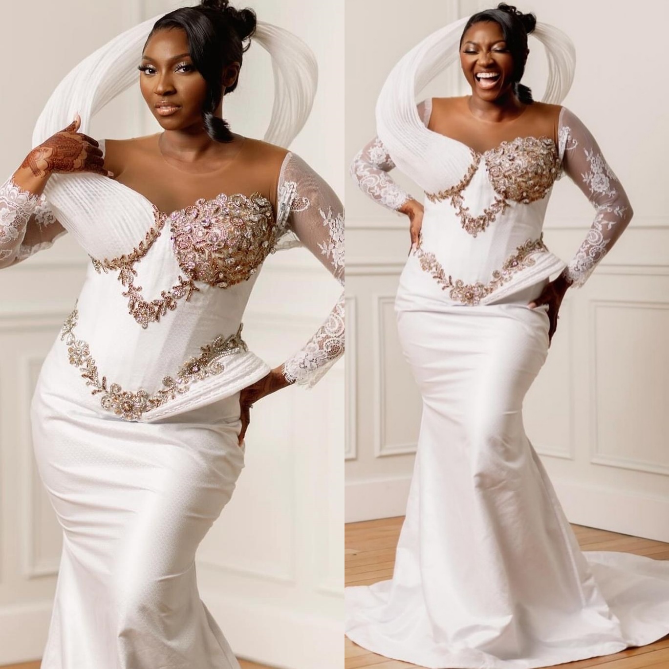 White Mermaid Prom Dresses 2026 Lace Beaded Satin Sheer Neck Evening Formal Party Second Birthday Engagement Gowns Plus Size Dress For Special Occasio