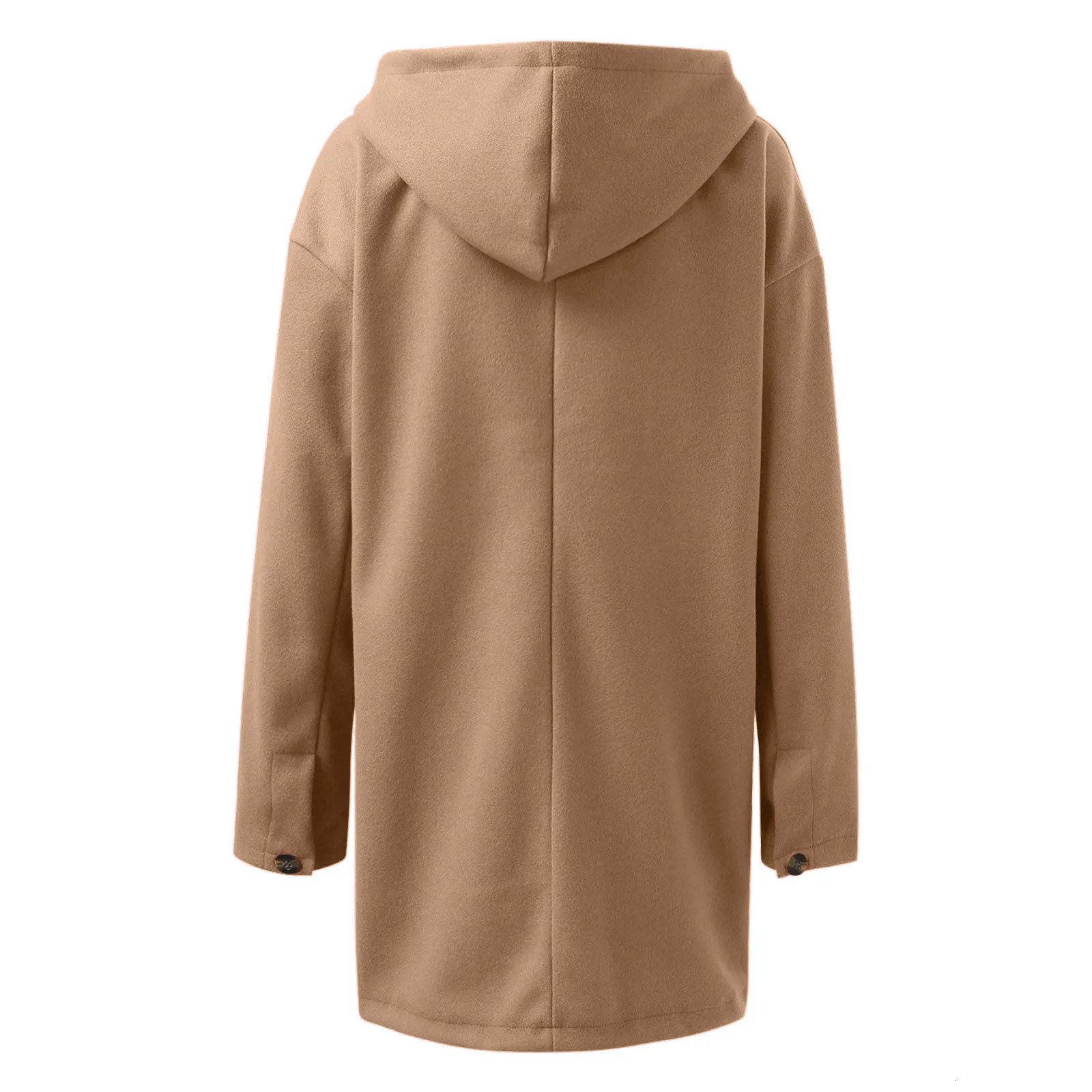 Women Thick Wool Winter Jackets Solid Color Long Sleeved Warm Single Breast Hooded Woolen Coat Casual Trench Coat For Women 251020