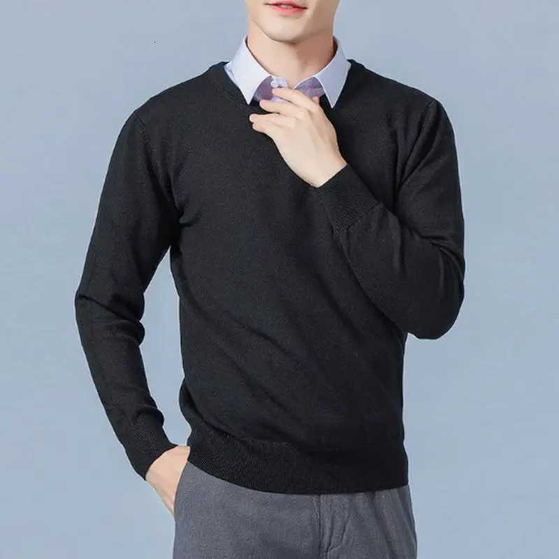 Soft Cashmere Sweater Mens Clothing Autumn Winter Pullover Business Casual Bottom Vneck Knitted Woolen Slim Fit Knitwear MaleXJ251022