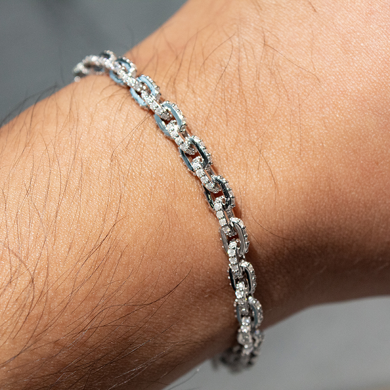 5mm 925 Solid Silver Fully Iced Out Hip Hop Jewelry Man Infinity Cuban Link Bracelet Moissanite