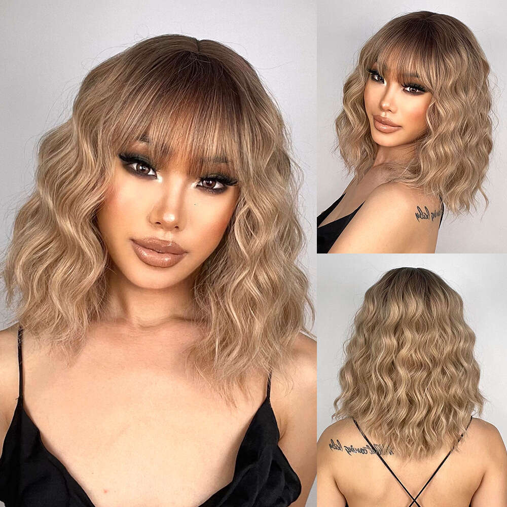 Water Ripple Black Gradient Gold Synthetic Full Wig Hot Sale