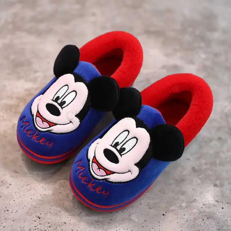 Disney Childrens Slippers Winter Cartoon Boys Girls Mickey Minnie Nonslip Indoor Home Shoes Children Baby Cotton Size 1521cm H251022