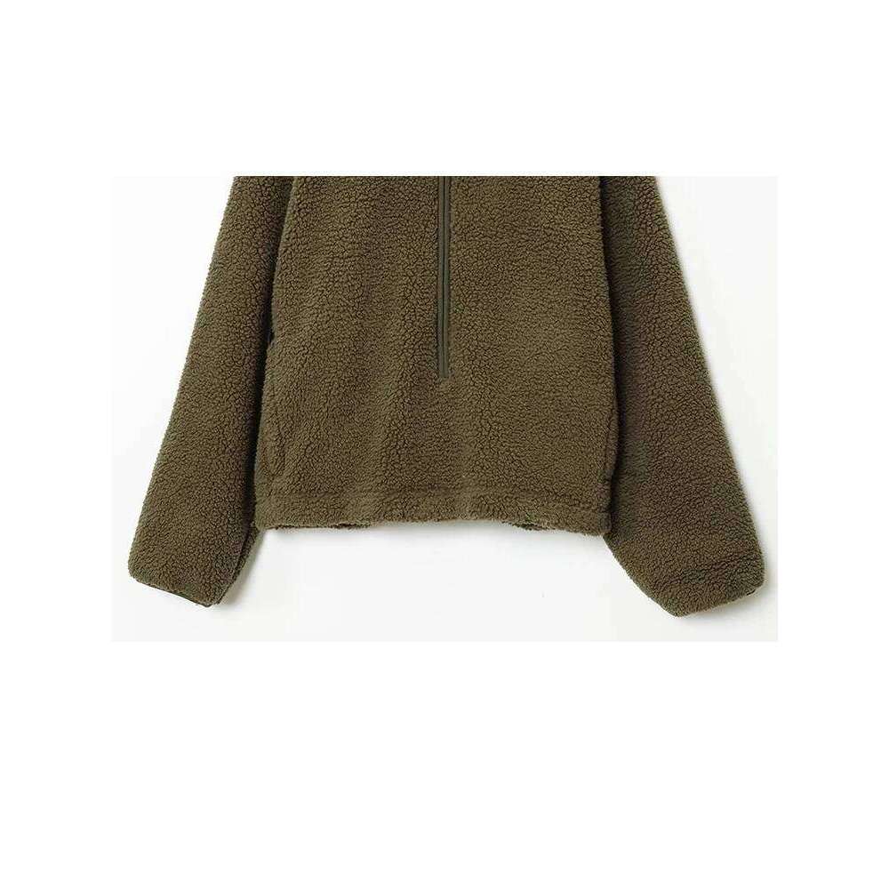 Women's Winter Fashion Loose Casual Teddy Veet Sports Top Female Simple Versatile Zipper Long Sleeve Pullover Jacket