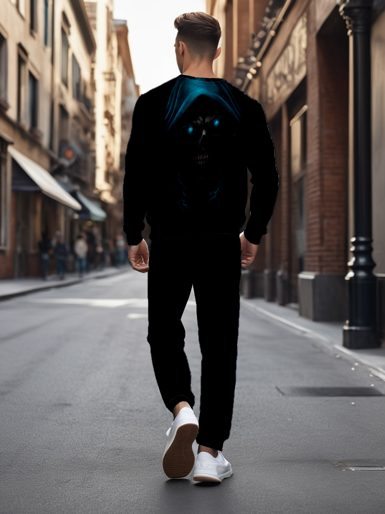 Men's Ankle-Length Knitted Cotton Blend Long Sleeve Sweatshirt Brown round Neck Casual T-Shirt Comfortable Outdoor Wear - YLWY00131