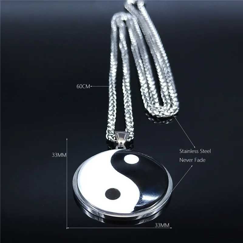 2024 Yin Yang Gossip Stainless Steel Chain Necklace WomenMen Silver Color Statement Necklaces Jewelry cadenas mujer BL20S03 V251022