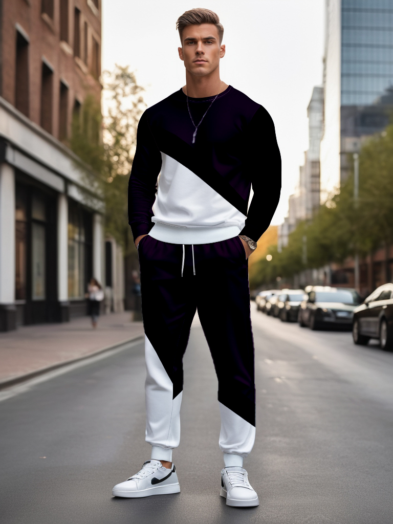 Men's Brown Knitted Cotton Blend Long Sleeve Round Neck Sweatshirt Ankle-Length Casual T-Shirt Comfortable Outdoor Wear - YLWY00152