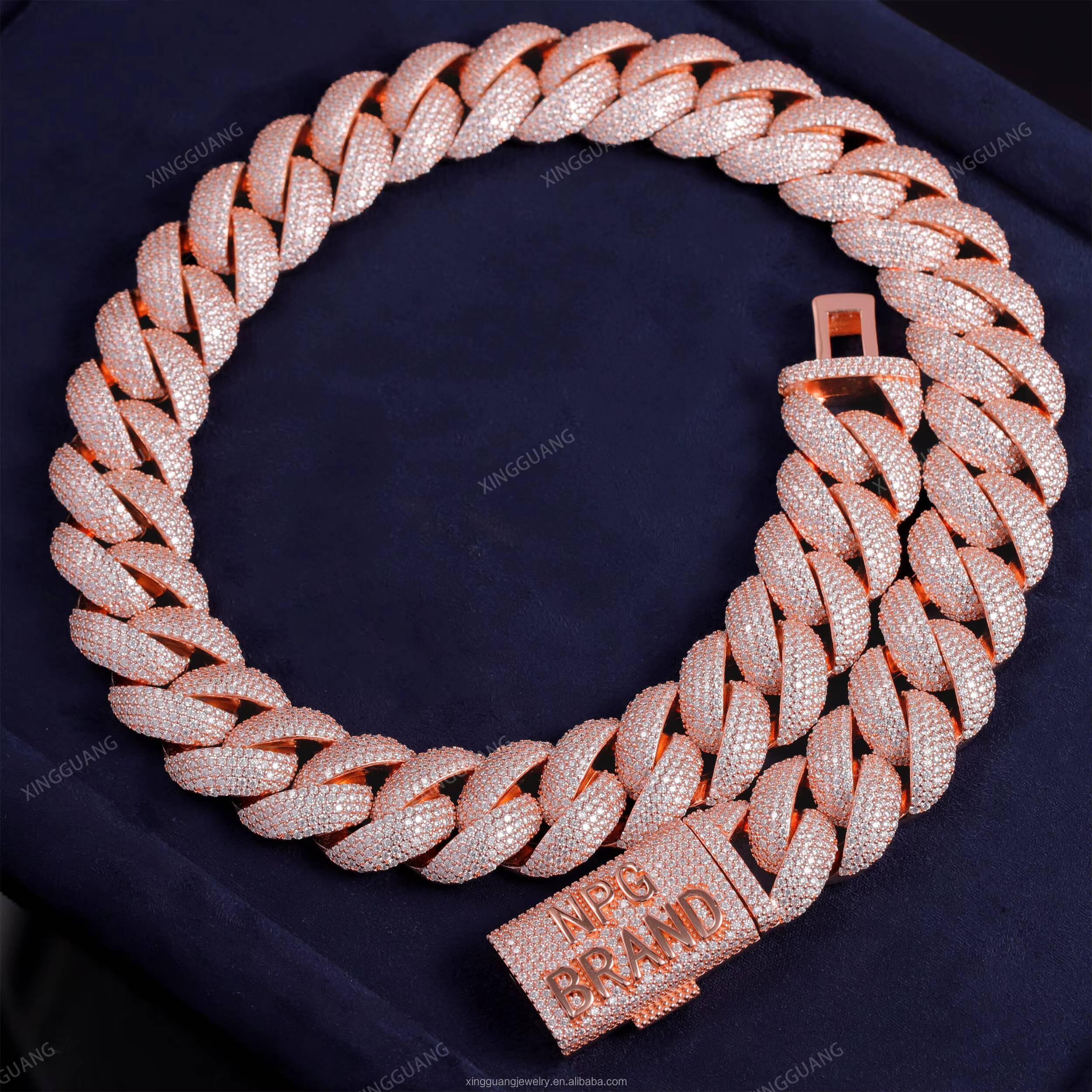 XG 22mm Iced Out Diamond Cuban Chain Pass Diamond Tester Lidynamic Chain for Men Silver Fine Jewelry Necklaces Moissanite Chains