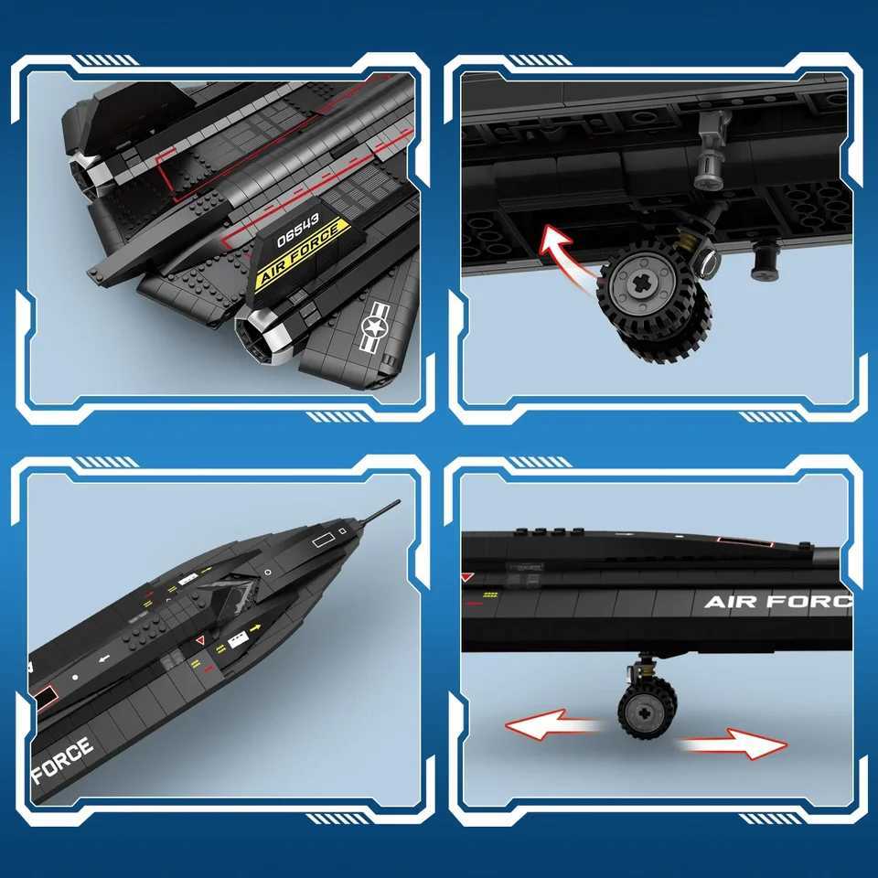 1775PCS SR71 Blackbird Fighter Building Blocks Air Force Reconnaissance Aircraft Plane Model Bricks Collection Display Kids Toy J251022