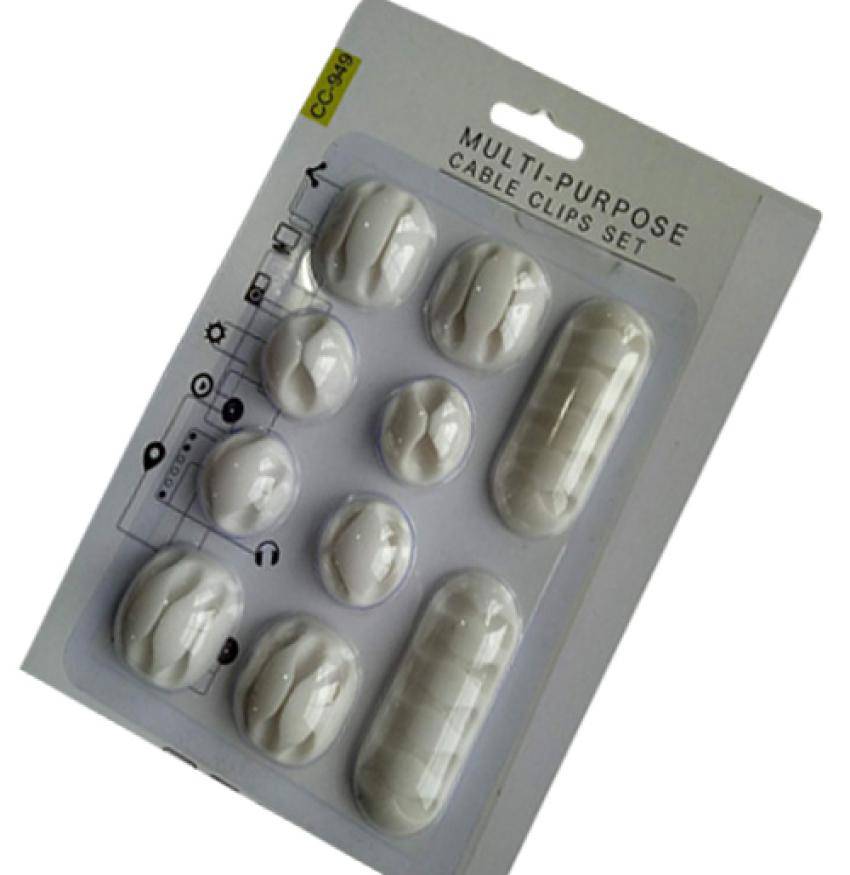 10Pcsset Multipurpose Single Double Five holes Wire Cord Cable Clips Ties USB Charger Holder Organizer With Adhesive Desk new3243332