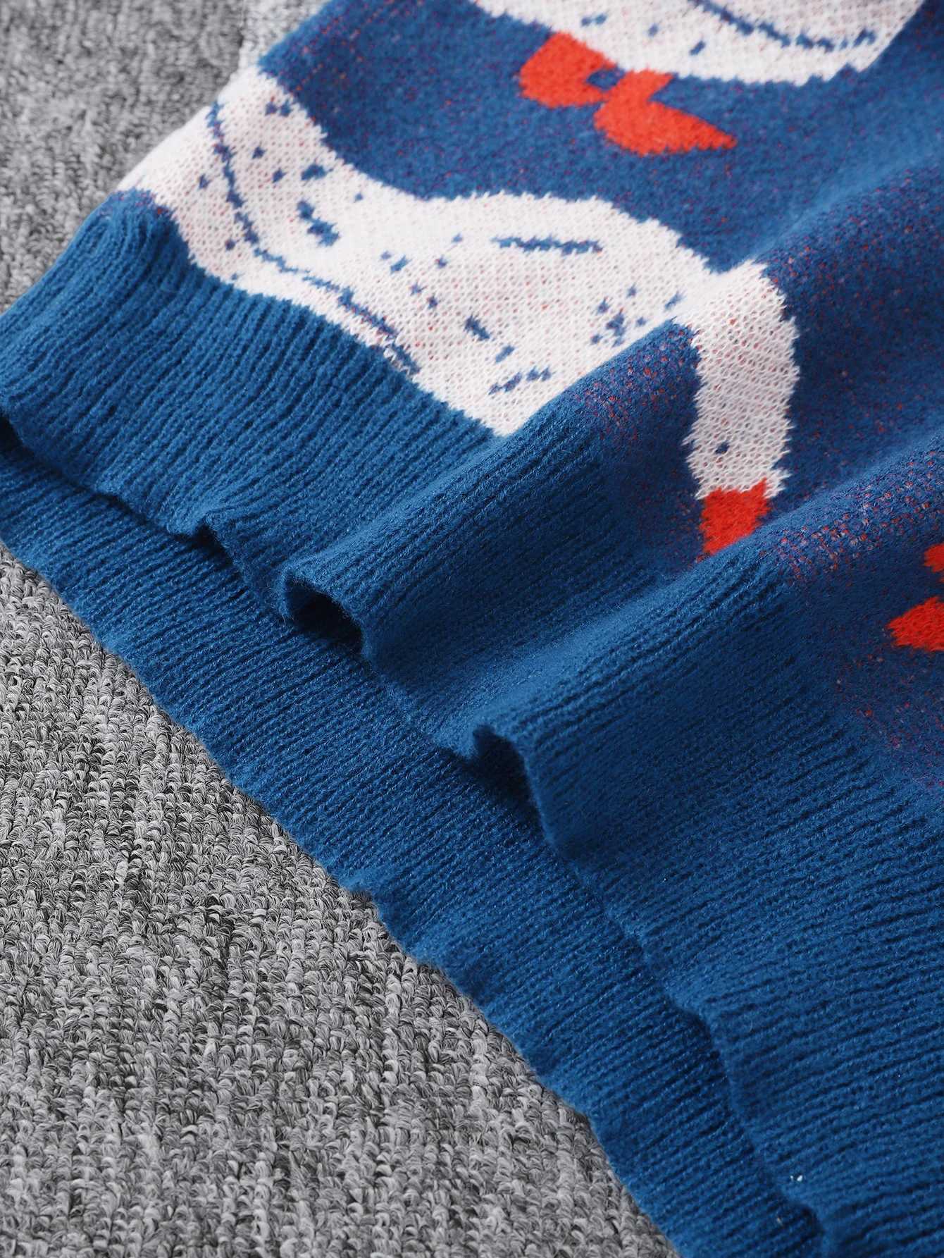 New Popular Autumn Winter Cute Duck Jacquard Pattern Pullover Sweater Casual Round Neck Contrast Color Knitted Mens PulloverXJ251022