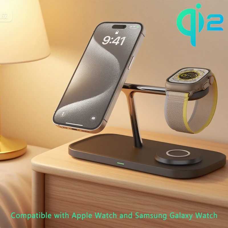 QI2 3 in 1 Magnetic Wireless Chargers For iPhone 16 15 14 13 12 Fast Charging Station For Watch Airpods 2 3 4 stand J251114
