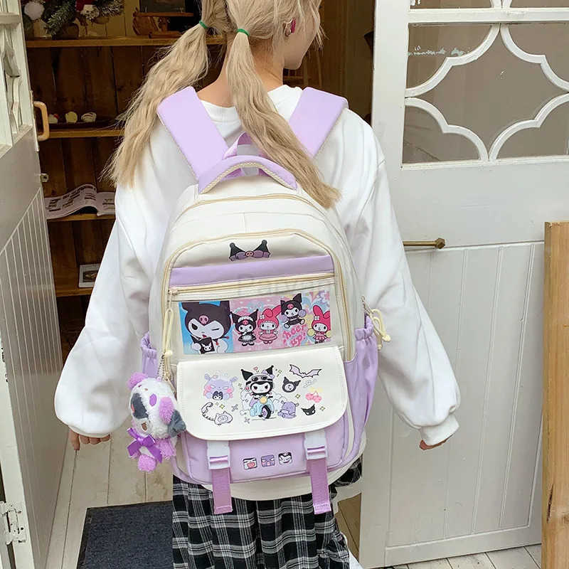 Sanrio Cute Backpack Large Capacity School Bag for Middle High School Students Cartoon Laptop Travel Kuromi Hello Kitty L251022