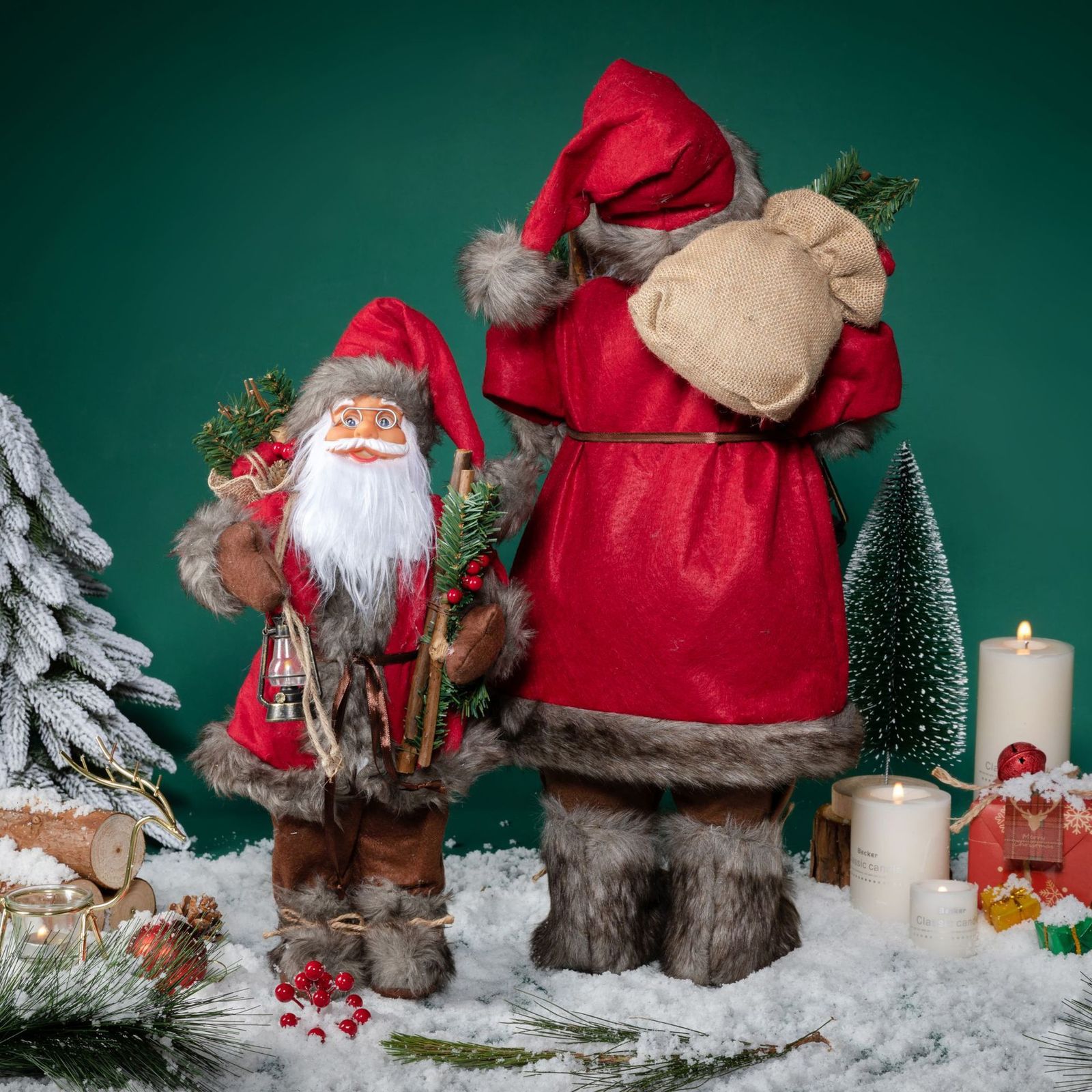 Electric Santa Claus Snow Maiden Musical Dolls Plush Toys Christmas Tree Ornaments Decoration Figures Home Decor Gift Navidad 211018