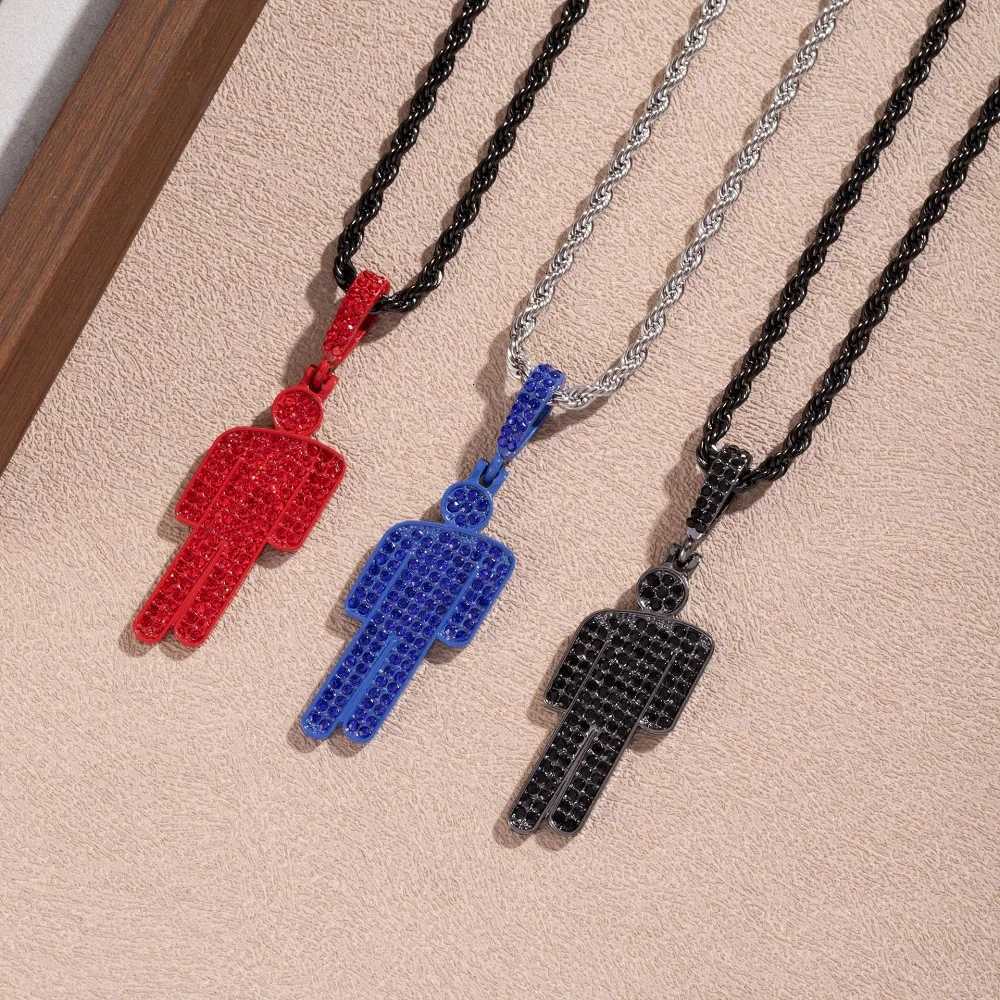 Fashionable Luxury Cartoon OffCenter Rhinestone Pendant Necklace Trendy Hip Hop Unisex Pendants Gemstone Lock Chain V251022