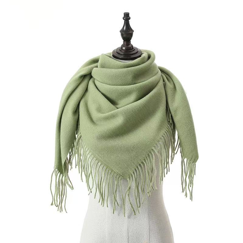 T2123 Korean version cashmere scarf female autumn and winter solid color ladies tassel neck shawl