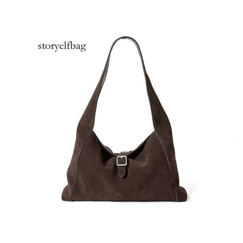 Genuine Grade Suede Leather Women's Tote Designer Brand Cowhide Ladies Shoulder Underarm Bag Small Handbag