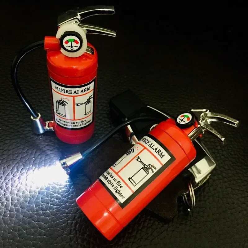 New Fire Extinguisher Torch Lighter Metal Flash Light Free Fire Butane Gas Pipe Lighter Unusual Inflated Cigar Cigarette Lighter C2510220