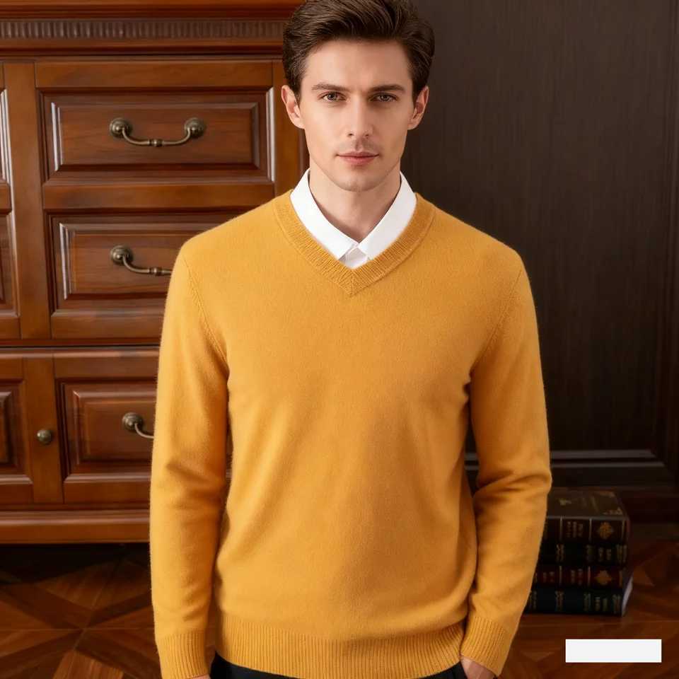 Mens Wool Warm Pullovers Sweater VNeck Knit Winter Fit Tops Male Cashmere Knitwear Jumpers Bottoming Shirt Plus Size 3XLXJ251022