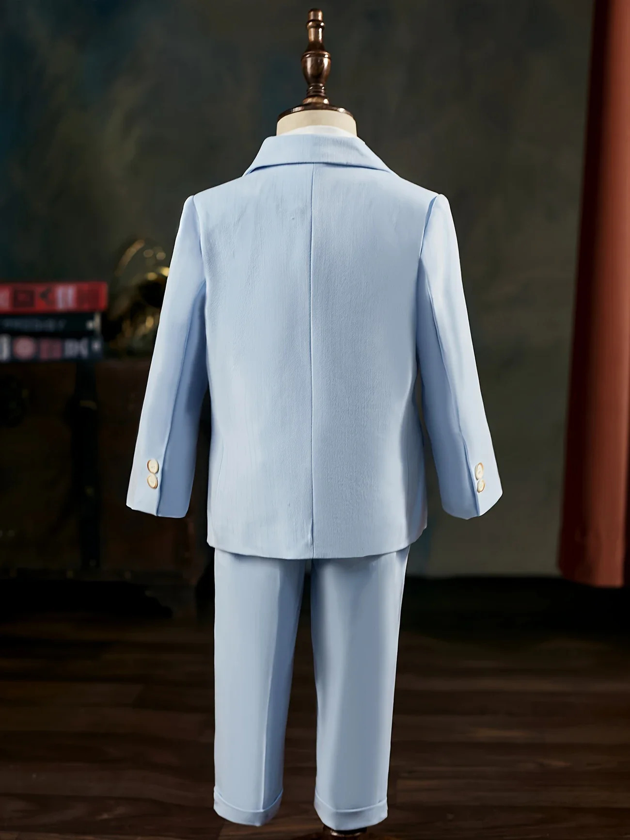 Flower Boys Blue Wedding Outfit Set Kids Formal Piano Host Piano Performance Blazer Suit Baby Birthday Ceremony Costume 251021