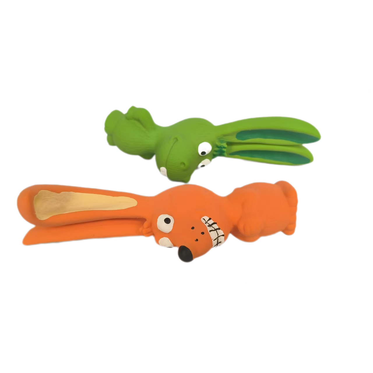 Rubber Squeaky Chewy Dog Toy Soft Natural Latex Screaming Sound Interactive Rabbits Dog Toys with Bright Colors for Medium Dogs 4pcs/Pack