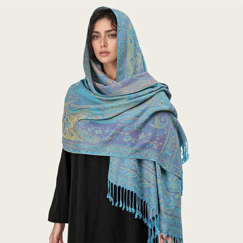 Paisley Shawl Scarf Women Jacquard Cashew Printed Scarves Flowers Borders Female Tassel Blanket Wraps Ethnic Shawls J2511181