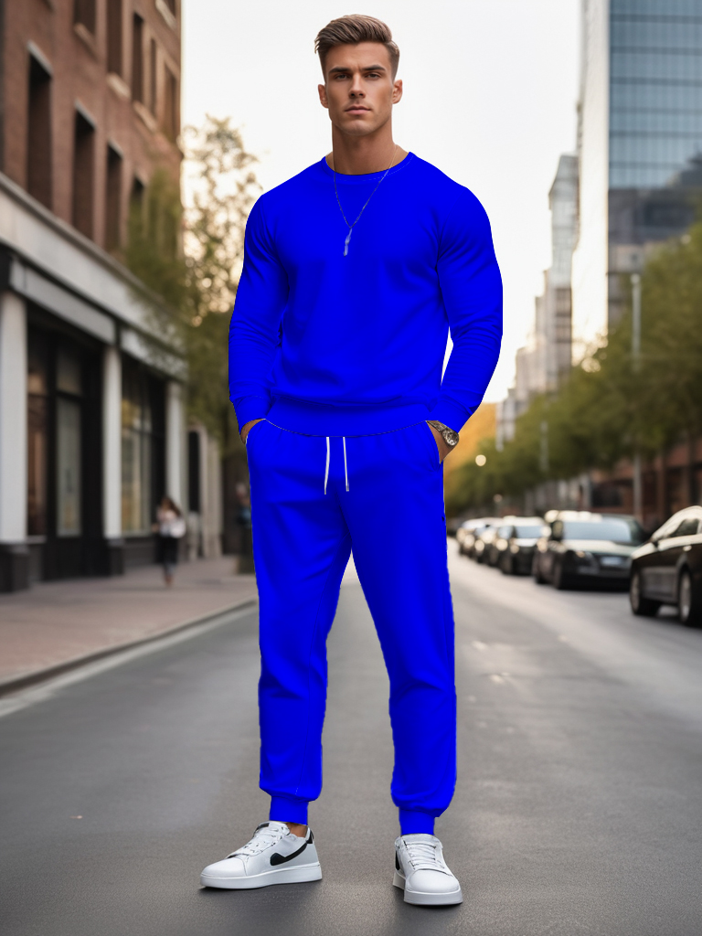 Men's Knitted Cotton Blend Long Sleeve Sweatshirt Brown round Neck Ankle-Length Casual T-Shirt Comfortable Outdoor Wear - YLWY00146