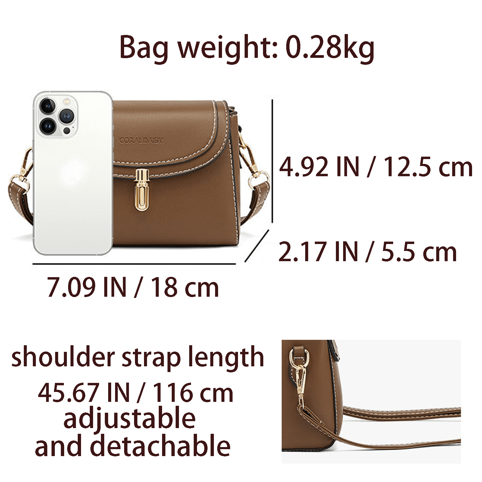 Lady's Messenger Bags, Classic Vintage Crossbody Bag, Flap-over Women's Bag, Casual Work Bag, Brown