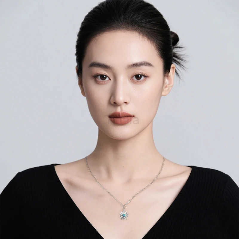 Sunflower Necklace 925 Sterling Silver Classic Simple Adjustable Necklace for Women Girl Fashion Jewelry Gifts U251022