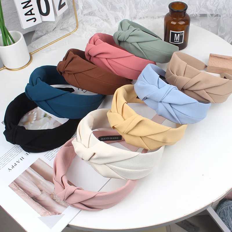 New Fashion Knotted Headbands for Women Solid Color Girls Cloth Hair Bands Wide Hairband Soft Hair Hoop Hair Accessories V251022