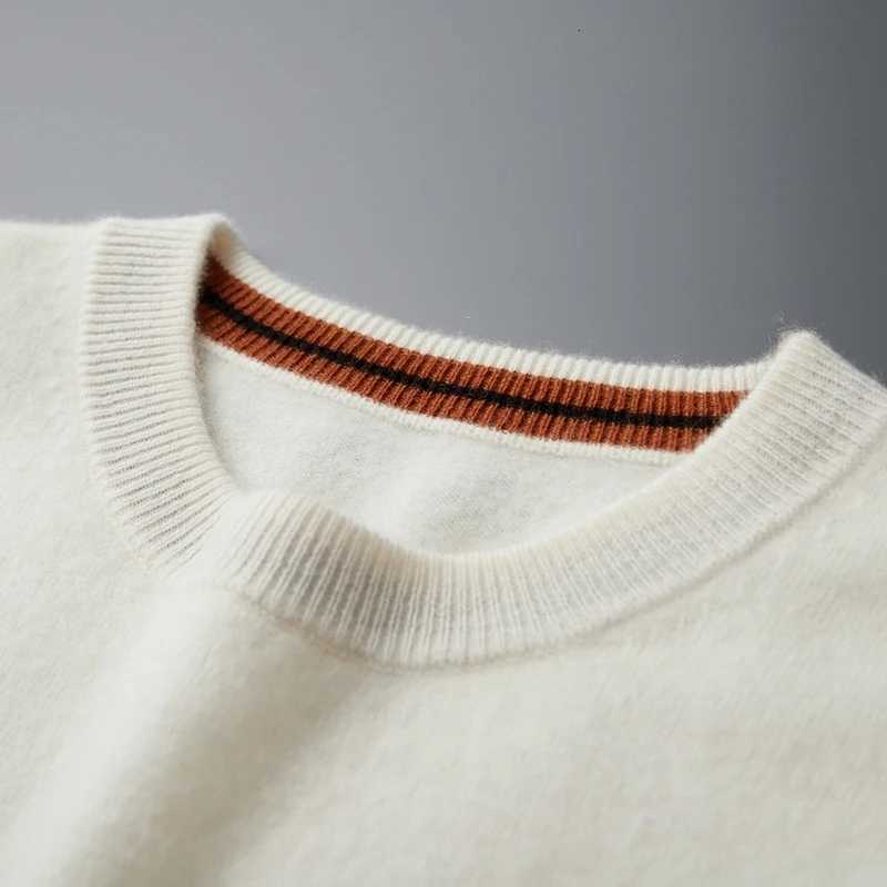 Autumn Winter Mens ONeck Pullover Sweater 100 Cashmere Simple Basic Knitwear Cashmere Solid Color Clothing Casual Warm TopsXJ251022