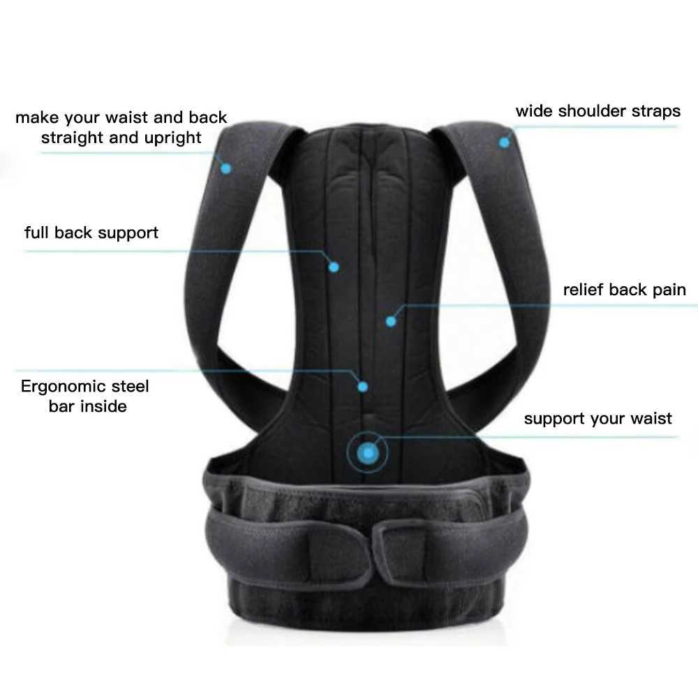 Back Brace Adjustable Scoliosis Hunchback Posture Corrector Adults Chest and Neck Forward Tilt Spine Support Straight Corrector D251022