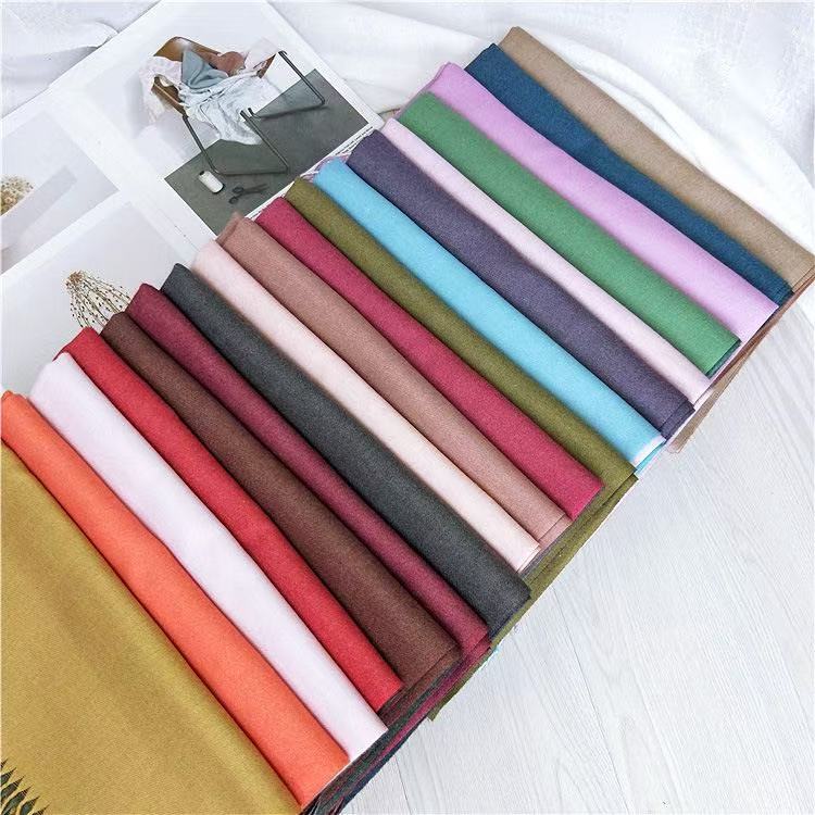 T2117 new two-color scarf women's spring and autumn winter thick Korean version double-sided dual-use long warm shawl neck scarf