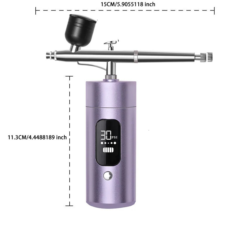 Purple airpump airbrush with display threespeed adjustable for painting model coloring nail art airbrush makeup coloring ca 251015