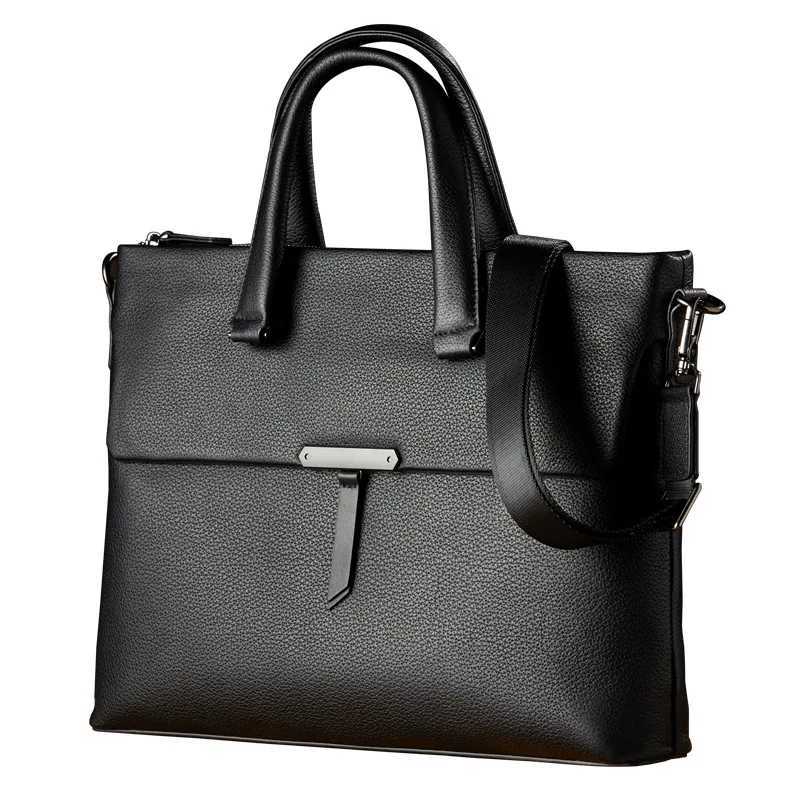 2025 New Genuine Leather Mens Handbag Business Casual Briefcase Horizontal 14 Inch Laptop Bag Shoulder Messenger Bags Fashion W251022