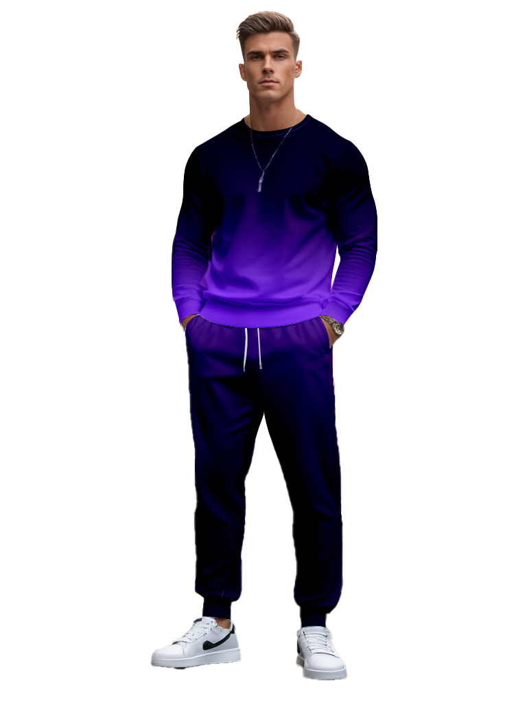 Men's Ankle-Length Knitted Cotton Blend Long Sleeve Sweatshirt Brown round Neck Casual T-Shirt Comfortable Outdoor Wear - YLWY00141