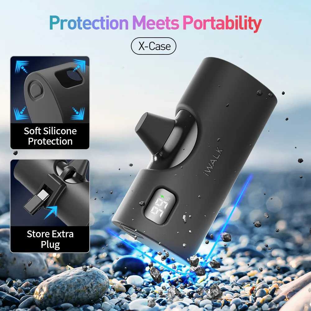 IWALK portable interchangeable connector capsule mobile power bank fast charging 5000mAh suitable for iPhone Lightning J251114