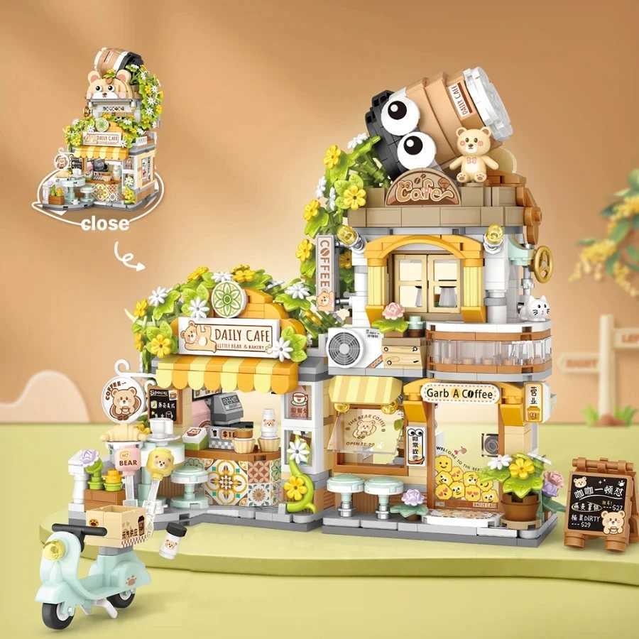 Street View Series Building blocks Izakaya Shaved Ice Shop Takoyaki Shop Coffee shop Panda Tea House model childrens gift J251022