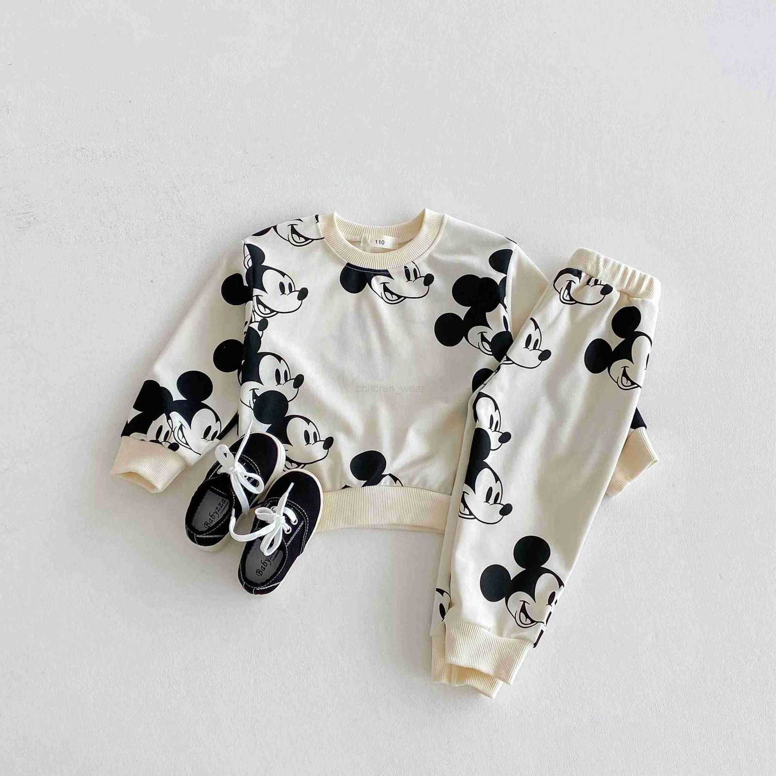 Disney Boys Clothes Children Mickey Sweatshirt Outfits Autumn Long Sleeve Suit Fashion Casual Tracksuit Kids 2 Piece Set Tops Pants H251022