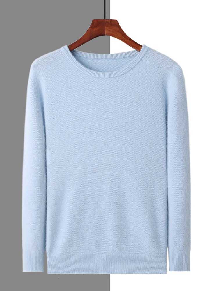 100 Mink Cashmere Sweater Mens Oneck Long Sleeve Pullover Casual Fashion Tops Knit Loose Patchwork Mens Jacket Autumn WinterXJ251022