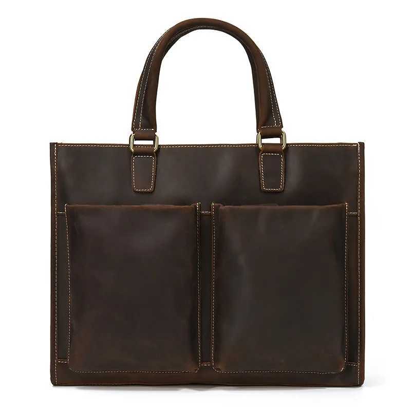 Mens Leather Handbag 156 Inch PC Notebook Laptop Briefcase Shoulder Bag 100 Cowhide Man Bag Male Business Bag W251022