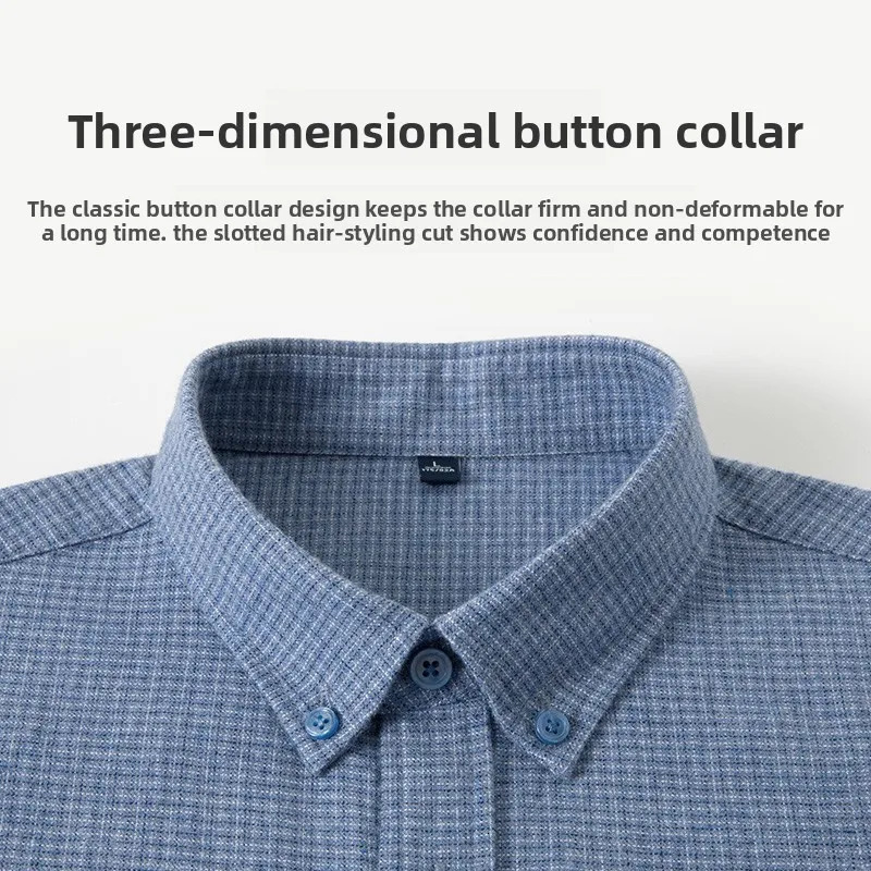 Top Grade 100 Cotton Wrinklefree Easycare Men Shirt Long Sleeve Breathable Button Down Checkered Slim Business Casual Tops 251016