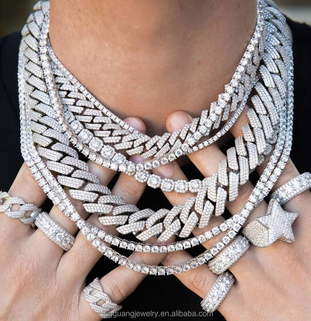 XingGuang Jewelry Hot Sale 2mm5mm D Color VVS Moissanite Tennis Chain Necklace Bracelet 925 Sterling Silver Moissanite Chain