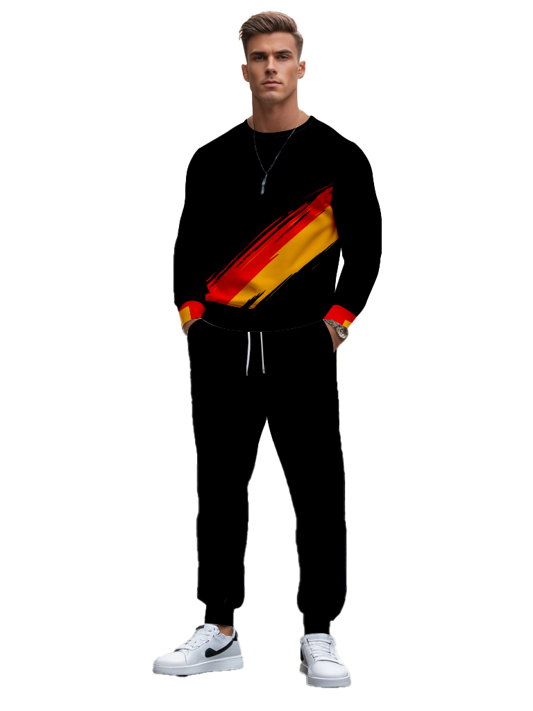 Men's Knitted Cotton Blend Long Sleeve Sweatshirt Brown round Neck Ankle-Length Casual T-Shirt Comfortable Outdoor Wear - YLWY00143