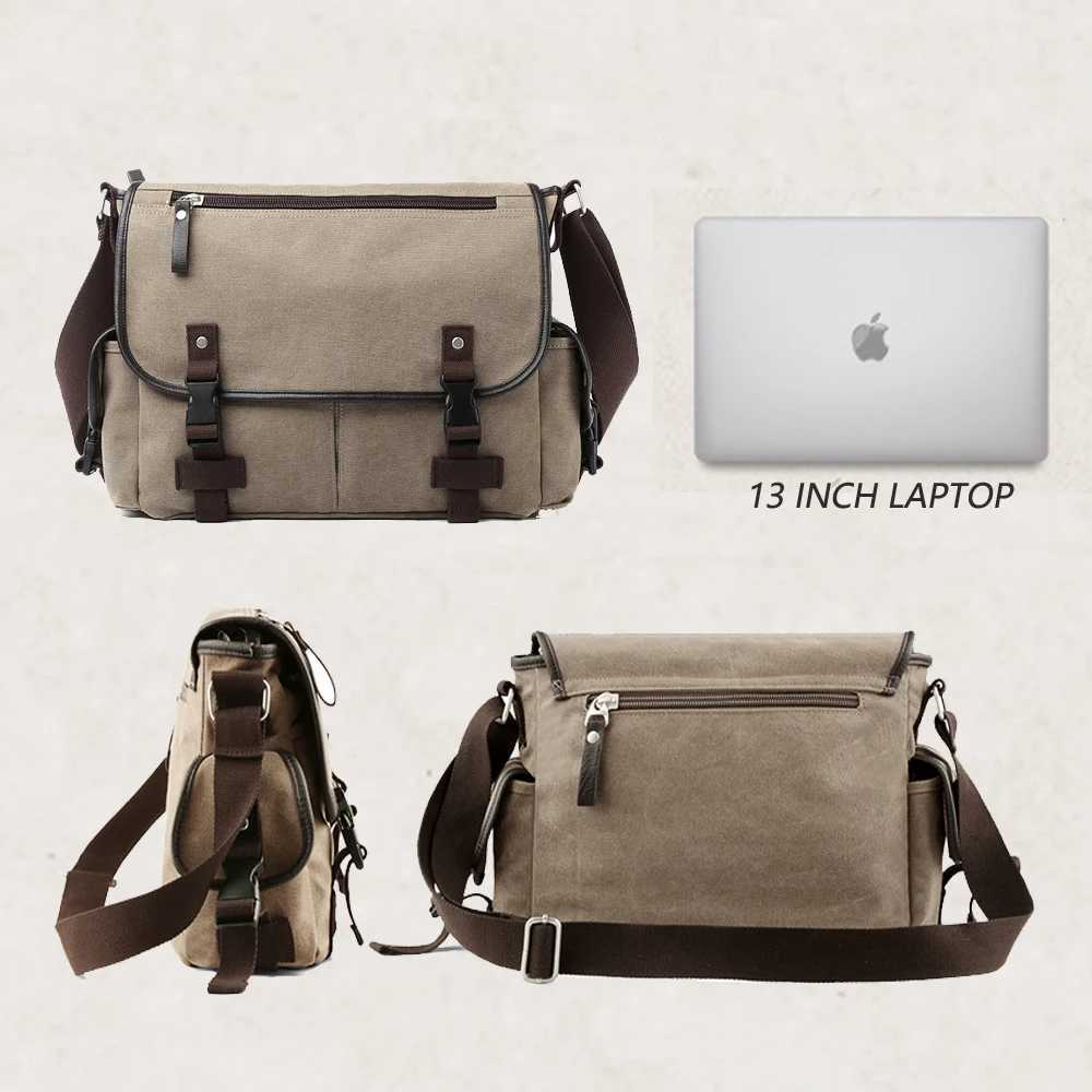 Canvas Men Messenger Bag Vintage Business Handbag for Men Casual Fit 13 inch Laptop Large Capacity Durable Briefcase Men Bag W251022